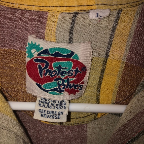 Vintage 90s Plaid Button Down Short Sleeve Top - Picture 2 of 5